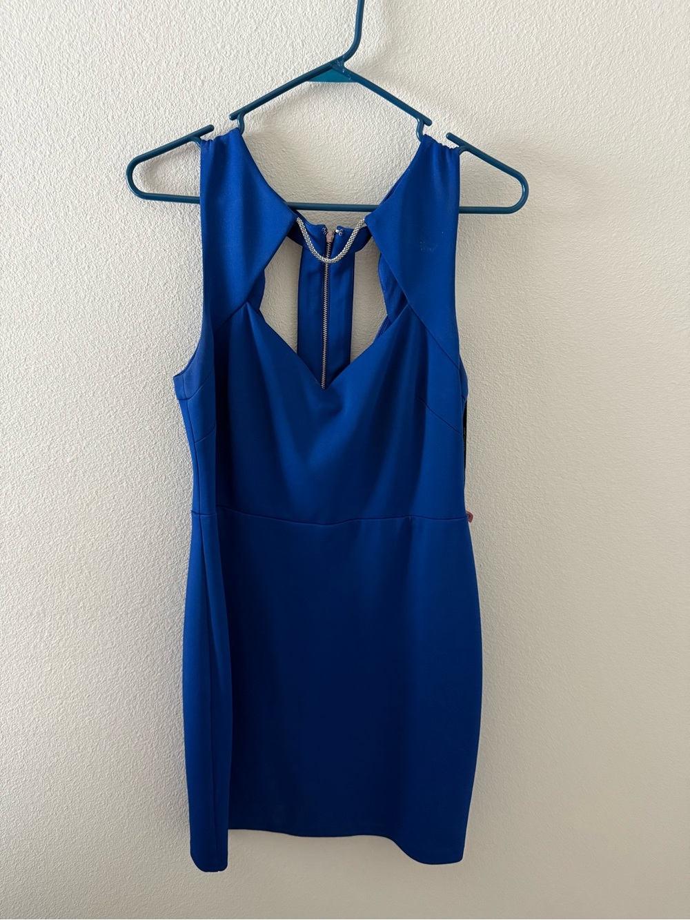Guess Royal Blue Sleeveless Keyhole Mini Dress